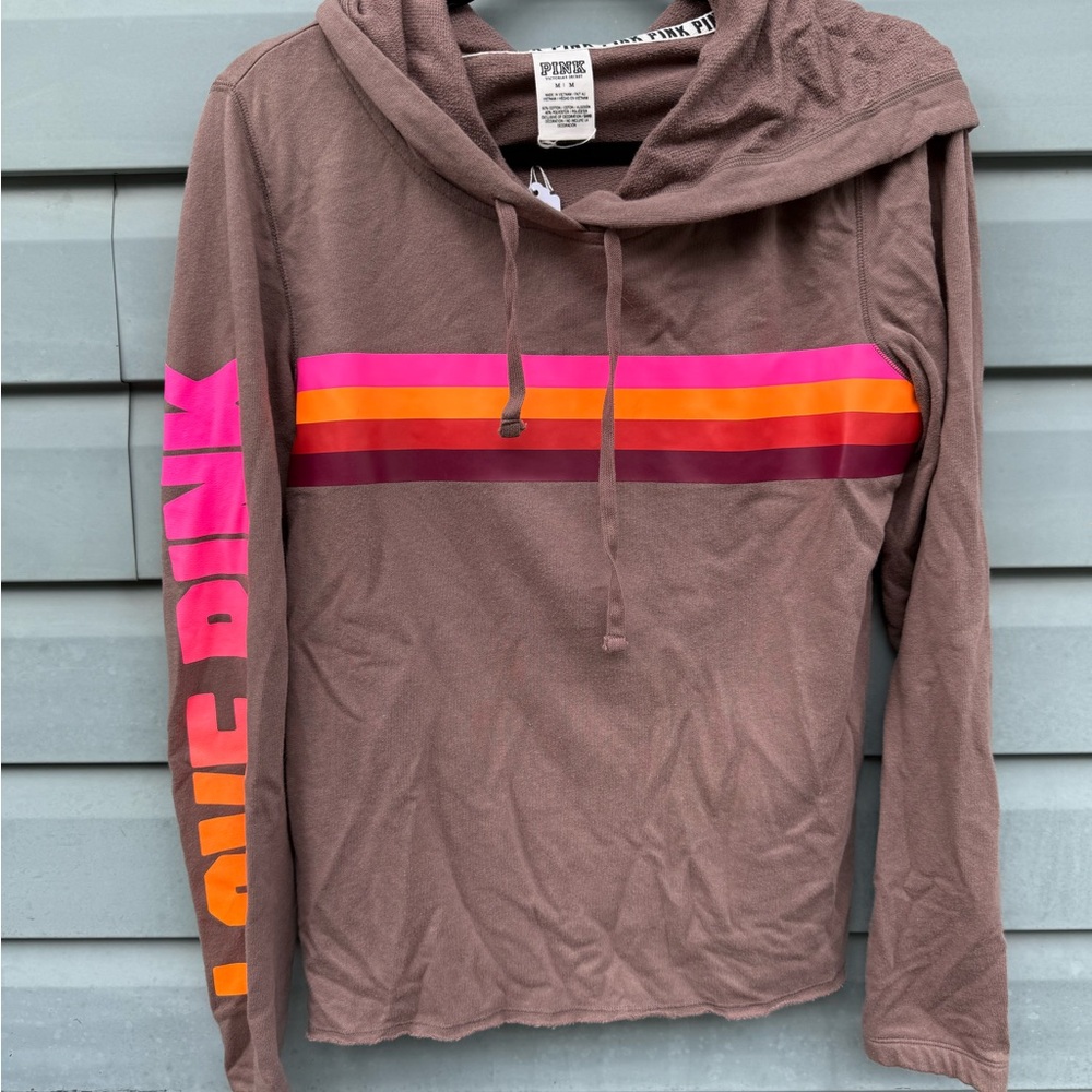 PINK Victoria's Secret Mauve/brown Rainbow Hoodie